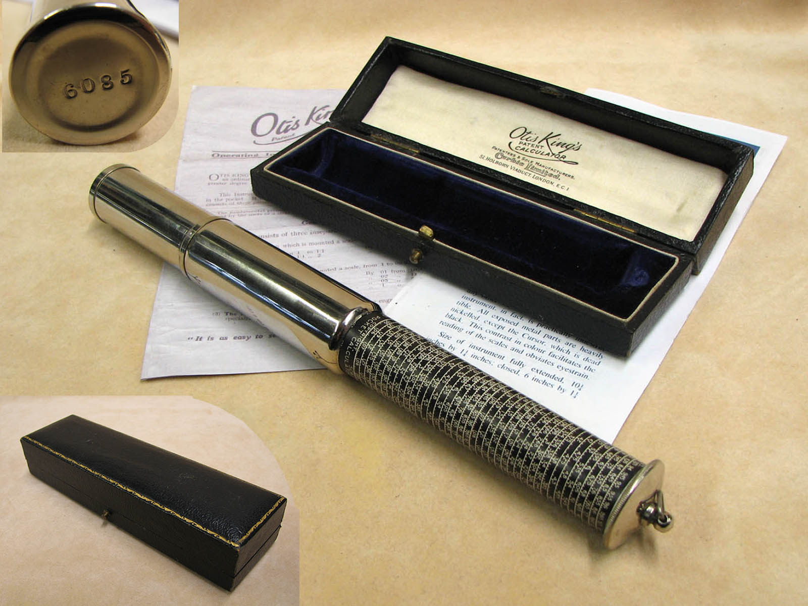 1920s Otis King Model K type A calculator with rare white on black scales